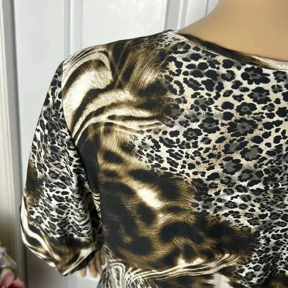 Faux wrap leopard print blouse,ruching ,Surplice ,Y2K, animal print,Canada made - Picture 8 of 14